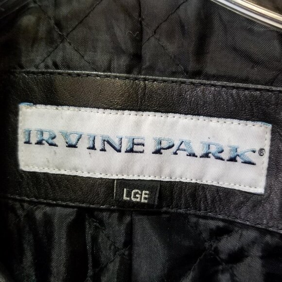 Vintage Irvine Park Black Leather Hounds tooth Button Zip-up- Men Sz Lar… - Picture 3 of 9
